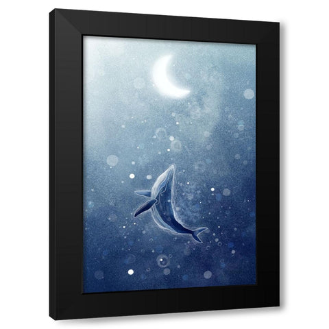 Galaxy Whale Black Modern Wood Framed Art Print by Thai, Xuan