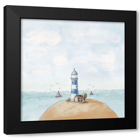Lighthouse Black Modern Wood Framed Art Print by Thai, Xuan