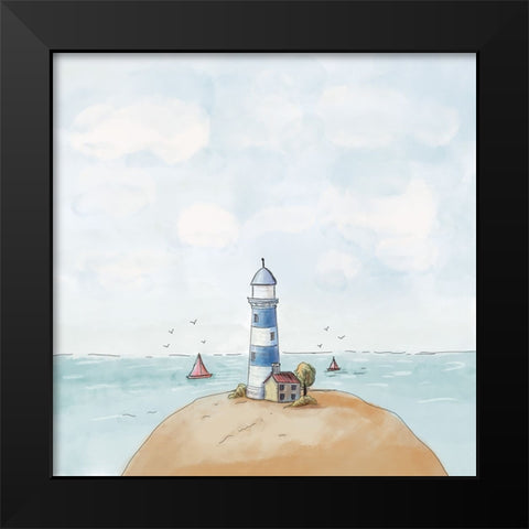 Lighthouse Black Modern Wood Framed Art Print by Thai, Xuan