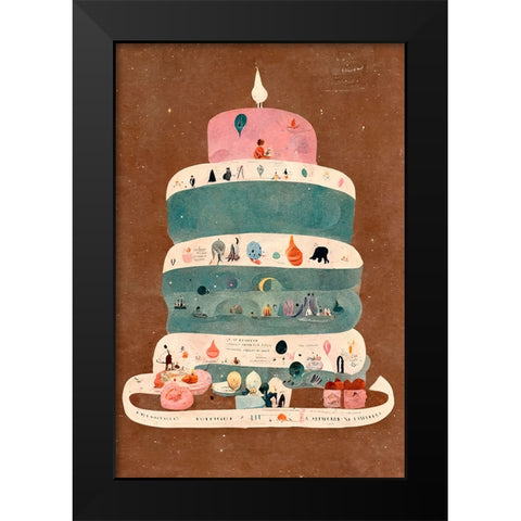 My First Birthday Black Modern Wood Framed Art Print by Treechild