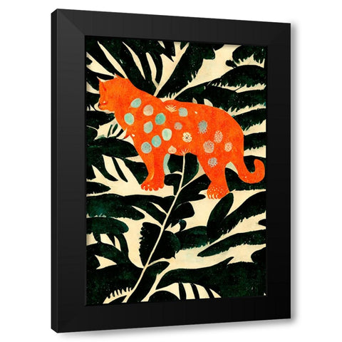 Tiger In The Jungle Black Modern Wood Framed Art Print by Treechild