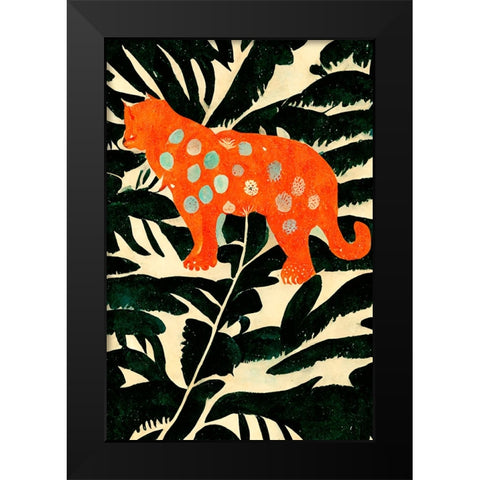Tiger In The Jungle Black Modern Wood Framed Art Print by Treechild