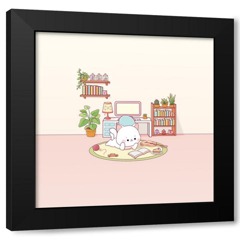 Kitty Room Black Modern Wood Framed Art Print by Thai, Xuan