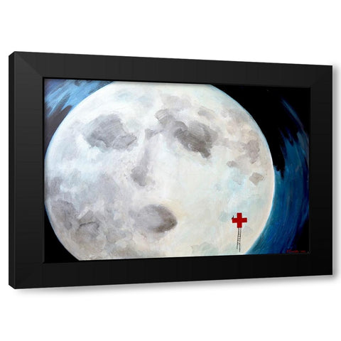 Moon Black Modern Wood Framed Art Print by Belickiene, Julija