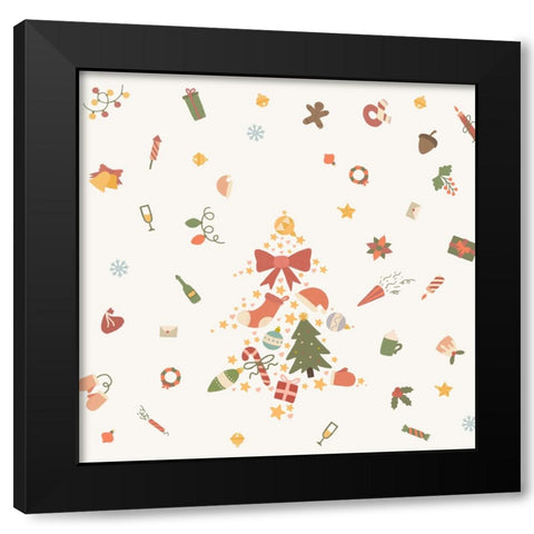 Noel decorations Black Modern Wood Framed Art Print with Double Matting by Thai, Xuan