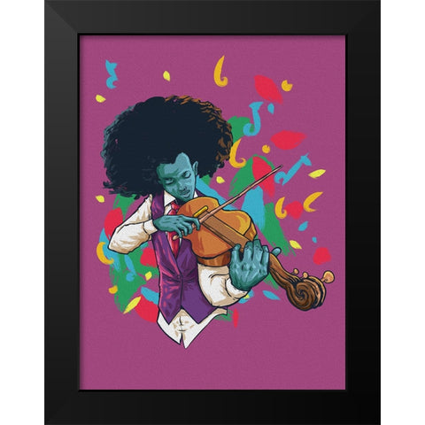 The music man Black Modern Wood Framed Art Print by msonthe, Joshua