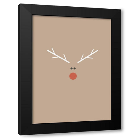 Christmas Reindeer Black Modern Wood Framed Art Print with Double Matting by N., Kristina