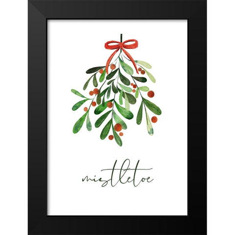 Christmas Mistletoe Black Modern Wood Framed Art Print by N., Kristina
