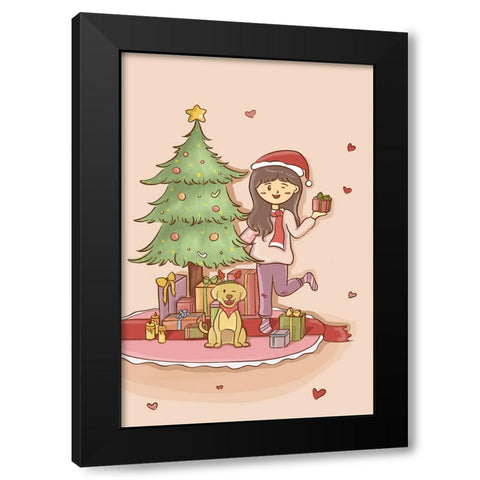 Warm Christmas Black Modern Wood Framed Art Print by Thai, Xuan