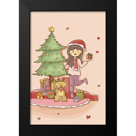 Warm Christmas Black Modern Wood Framed Art Print by Thai, Xuan