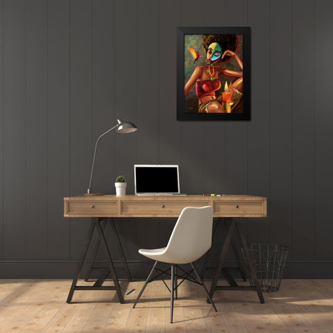 My Night Black Modern Wood Framed Art Print by Debas, Adetoro