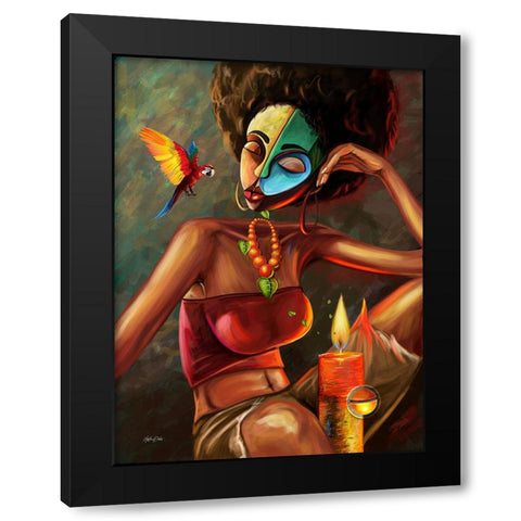 My Night Black Modern Wood Framed Art Print with Double Matting by Debas, Adetoro