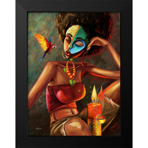 My Night Black Modern Wood Framed Art Print by Debas, Adetoro