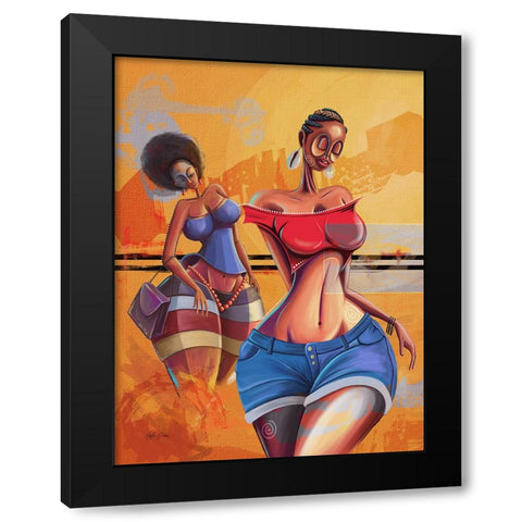 Sisters Black Modern Wood Framed Art Print with Double Matting by Debas, Adetoro