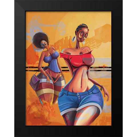 Sisters Black Modern Wood Framed Art Print by Debas, Adetoro