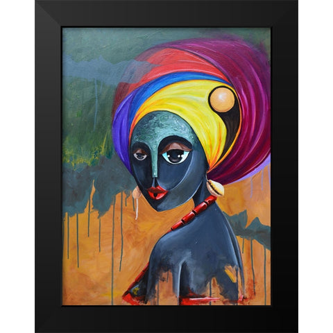 Queen 2 (Gele Series) Black Modern Wood Framed Art Print by Debas, Adetoro