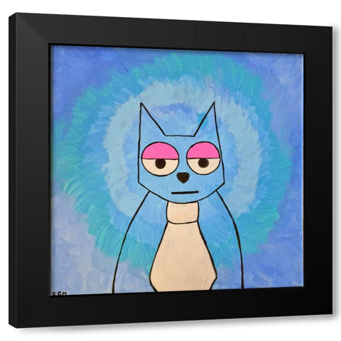 Cat Black Modern Wood Framed Art Print with Double Matting by Khamitova, Gulnara