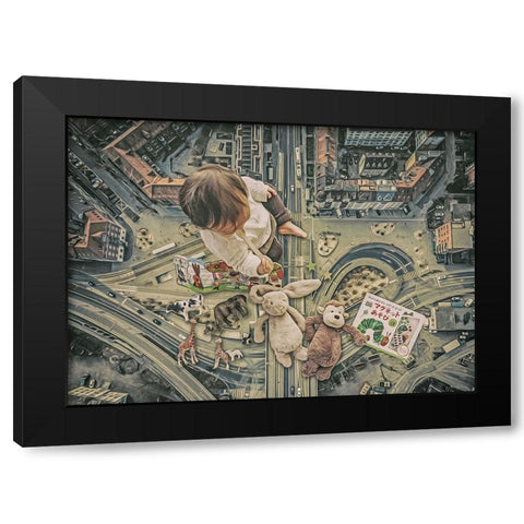 From Above Black Modern Wood Framed Art Print by Martinussen, Baard