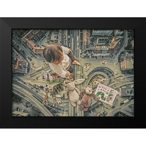 From Above Black Modern Wood Framed Art Print by Martinussen, Baard