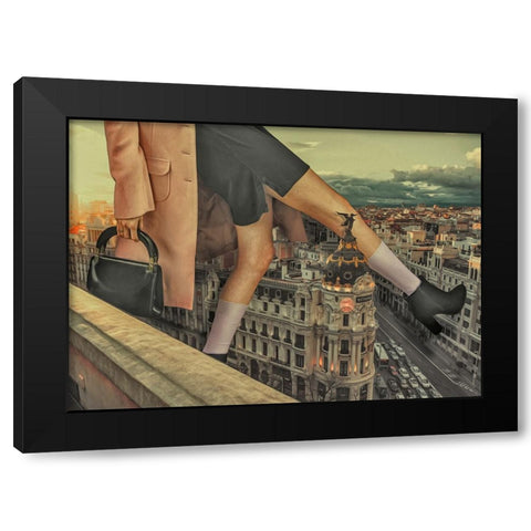 Walking In Paris Black Modern Wood Framed Art Print with Double Matting by Martinussen, Baard