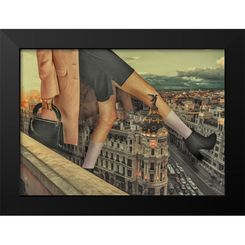 Walking In Paris Black Modern Wood Framed Art Print by Martinussen, Baard