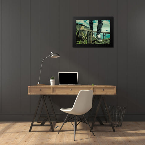 Walking Over Bridges Black Modern Wood Framed Art Print by Martinussen, Baard
