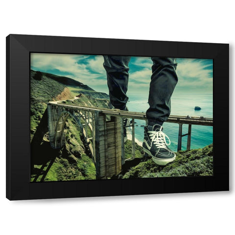 Walking Over Bridges Black Modern Wood Framed Art Print by Martinussen, Baard