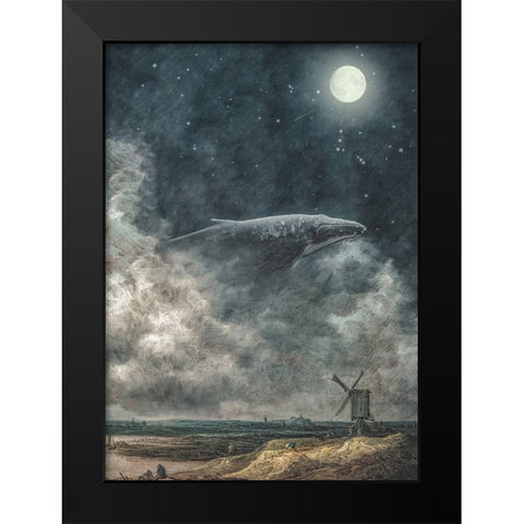 Whale In Painting Black Modern Wood Framed Art Print by Martinussen, Baard