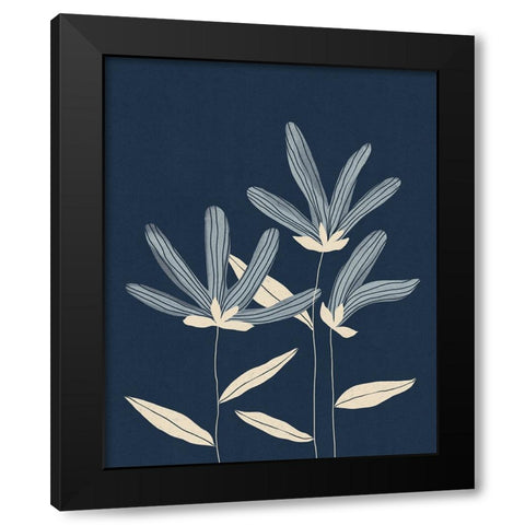 Three Flowers Black Modern Wood Framed Art Print by Galitsyna, Alisa