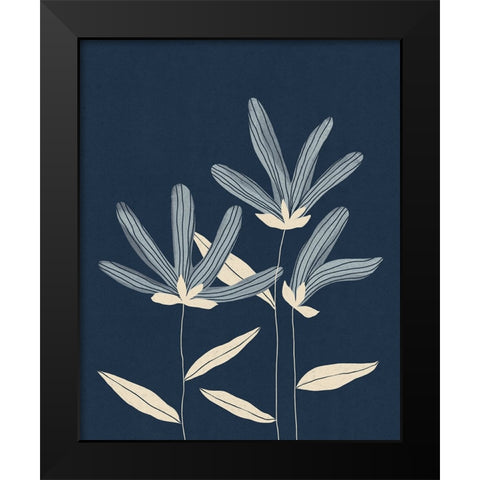 Three Flowers Black Modern Wood Framed Art Print by Galitsyna, Alisa