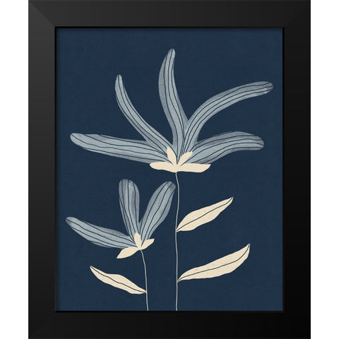 Two Flowers Black Modern Wood Framed Art Print by Galitsyna, Alisa