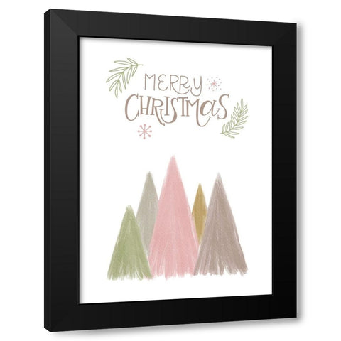 Merry Christmas Trees 1 Black Modern Wood Framed Art Print by N., Kristina