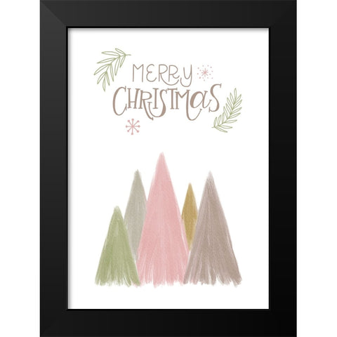 Merry Christmas Trees 1 Black Modern Wood Framed Art Print by N., Kristina
