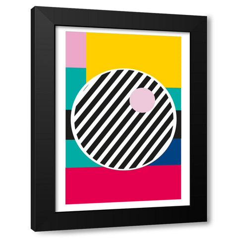 LINE Black Modern Wood Framed Art Print with Double Matting by Ortiz, Sergio