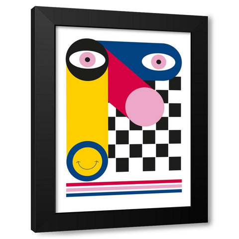 Abstract Face Black Modern Wood Framed Art Print with Double Matting by Ortiz, Sergio