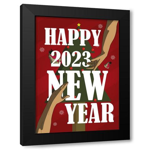 Happy New Year Soulmate Black Modern Wood Framed Art Print by Elmoudden, Omar