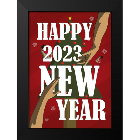 Happy New Year Soulmate Black Modern Wood Framed Art Print by Elmoudden, Omar