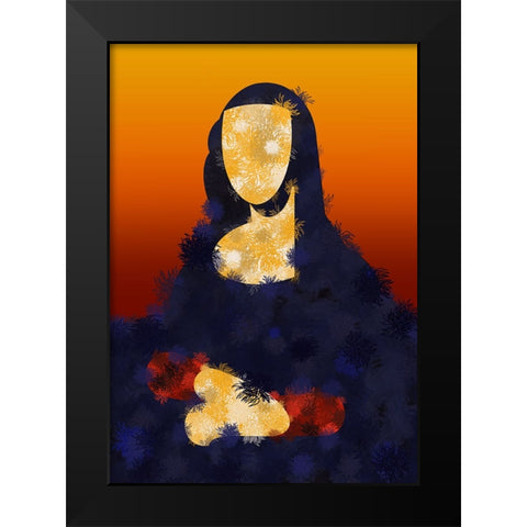 Furry Mona Black Modern Wood Framed Art Print by Harstedt, Tomas