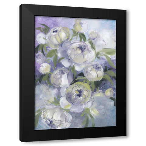 Sady painterly florals in violet Black Modern Wood Framed Art Print by Laiz Blursbyai, Rosana