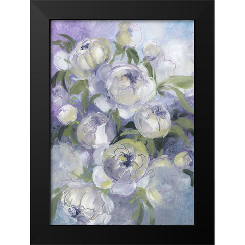 Sady painterly florals in violet Black Modern Wood Framed Art Print by Laiz Blursbyai, Rosana