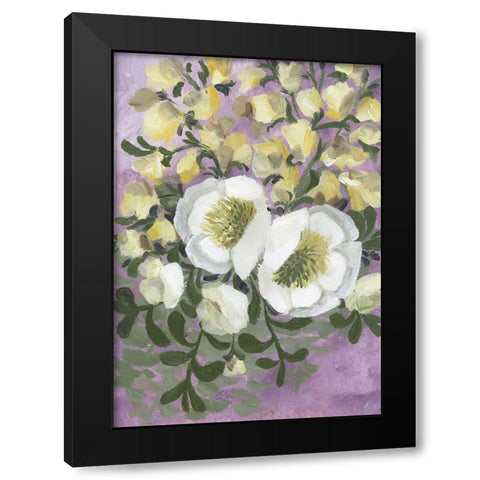 Raelynna painterly florals Black Modern Wood Framed Art Print by Laiz Blursbyai, Rosana