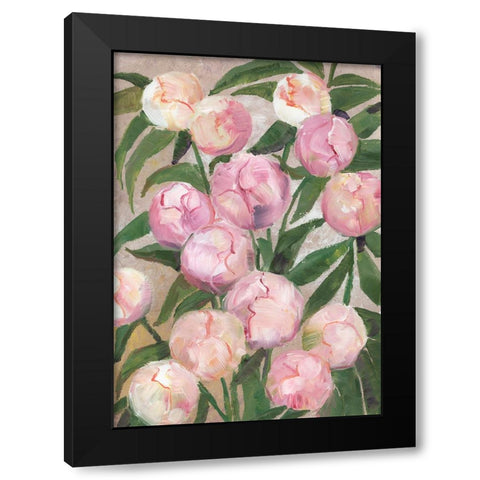 Valenty painterly peonies Black Modern Wood Framed Art Print by Laiz Blursbyai, Rosana