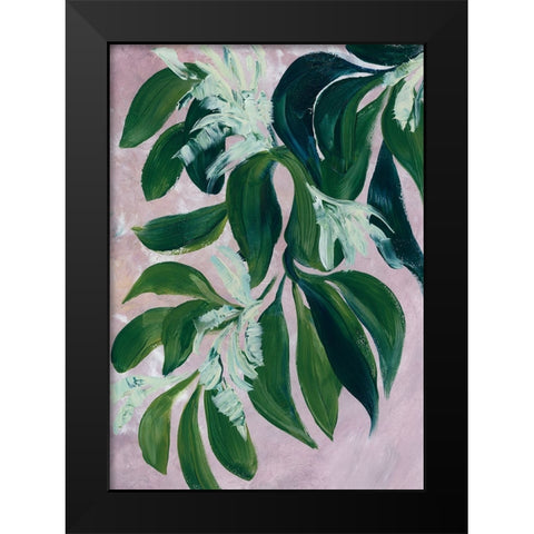 Yoon leaves in pink Black Modern Wood Framed Art Print by Laiz Blursbyai, Rosana