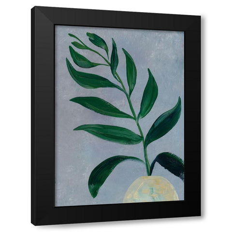 Wooku leaves Black Modern Wood Framed Art Print by Laiz Blursbyai, Rosana
