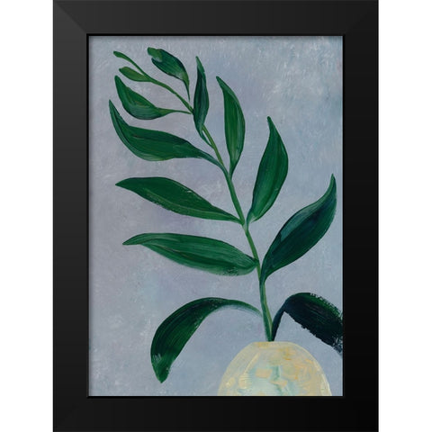 Wooku leaves Black Modern Wood Framed Art Print by Laiz Blursbyai, Rosana