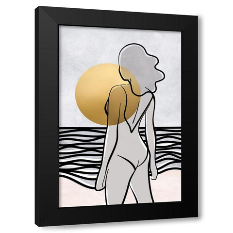 Maika and the sea Black Modern Wood Framed Art Print with Double Matting by Laiz Blursbyai, Rosana