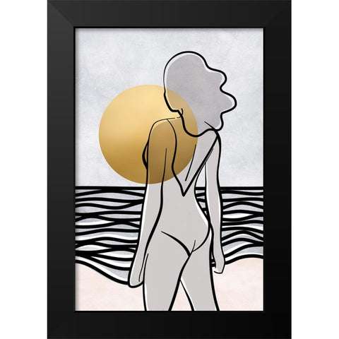 Maika and the sea Black Modern Wood Framed Art Print by Laiz Blursbyai, Rosana