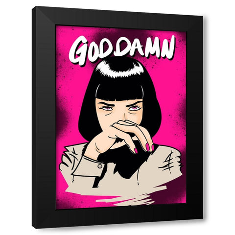 Goddamn! Black Modern Wood Framed Art Print with Double Matting by Harstedt, Tomas