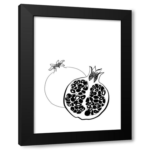 Line art pomegranates Black Modern Wood Framed Art Print with Double Matting by Laiz Blursbyai, Rosana
