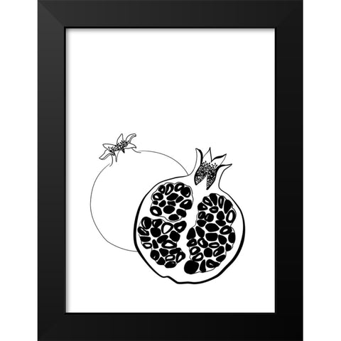 Line art pomegranates Black Modern Wood Framed Art Print by Laiz Blursbyai, Rosana
